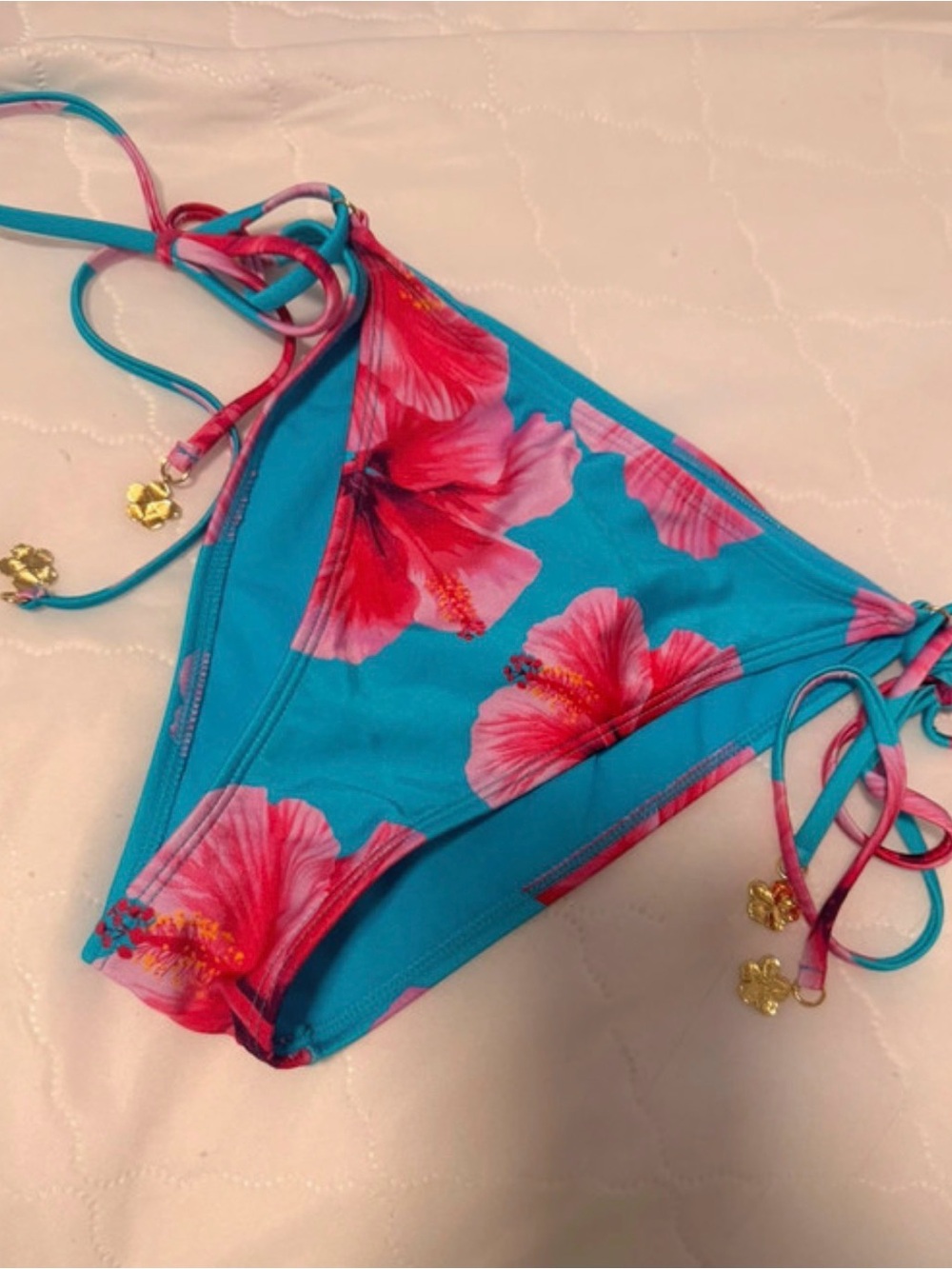 Blue Floral Tie-Side Swim Bottoms